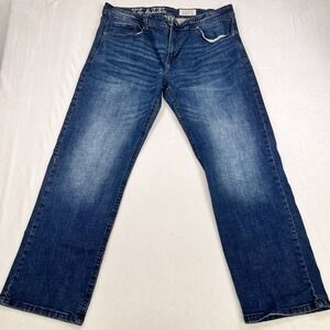 TK Axel Slim Boot‎ Jeans Mens Sz 38x32 Blue Denim Distressed Cowboy Western